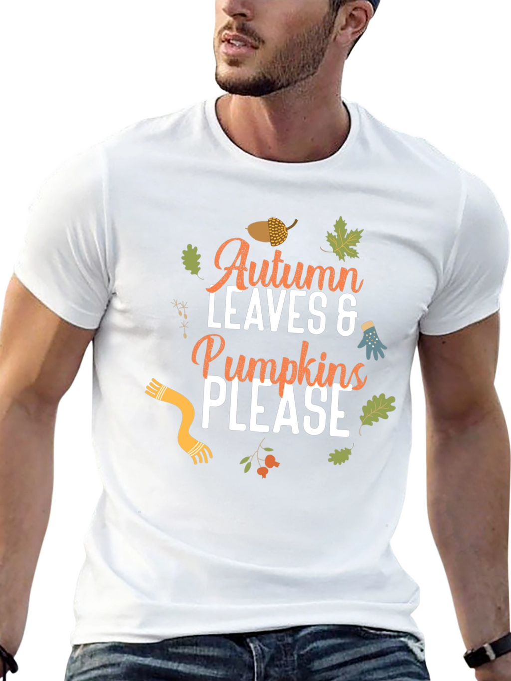 Autumn Leaves & Pumpkins Please T-Shirt