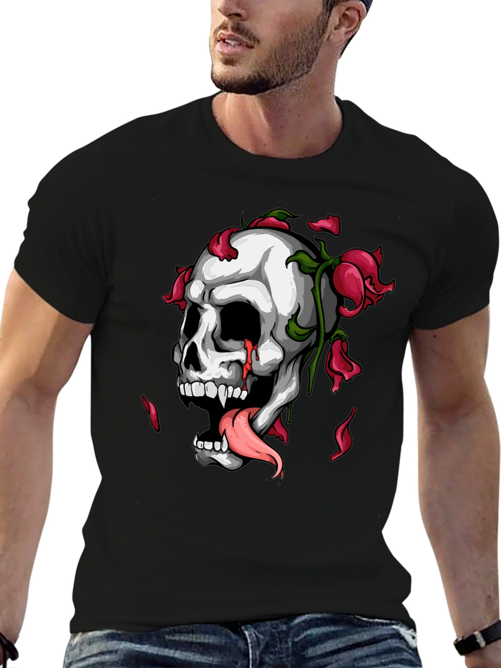 Skull & Roses Graphic T-Shirt