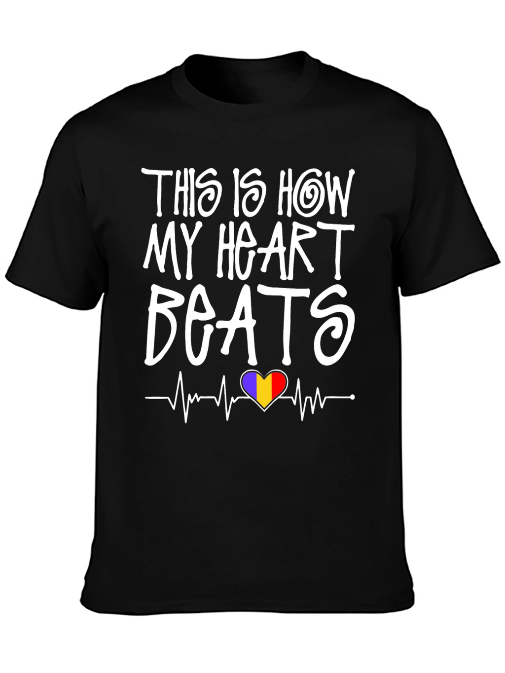 Heart Beats Romania Flag T-Shirt