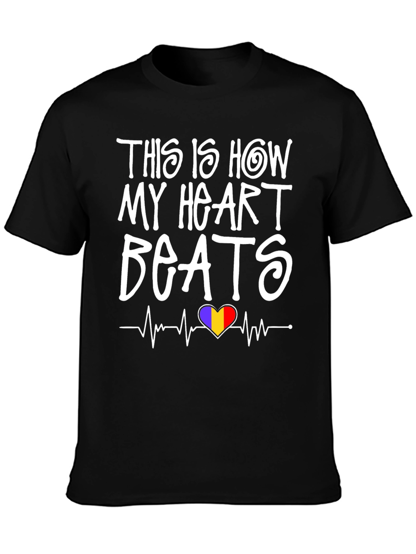 Heart Beats Romania Flag T-Shirt