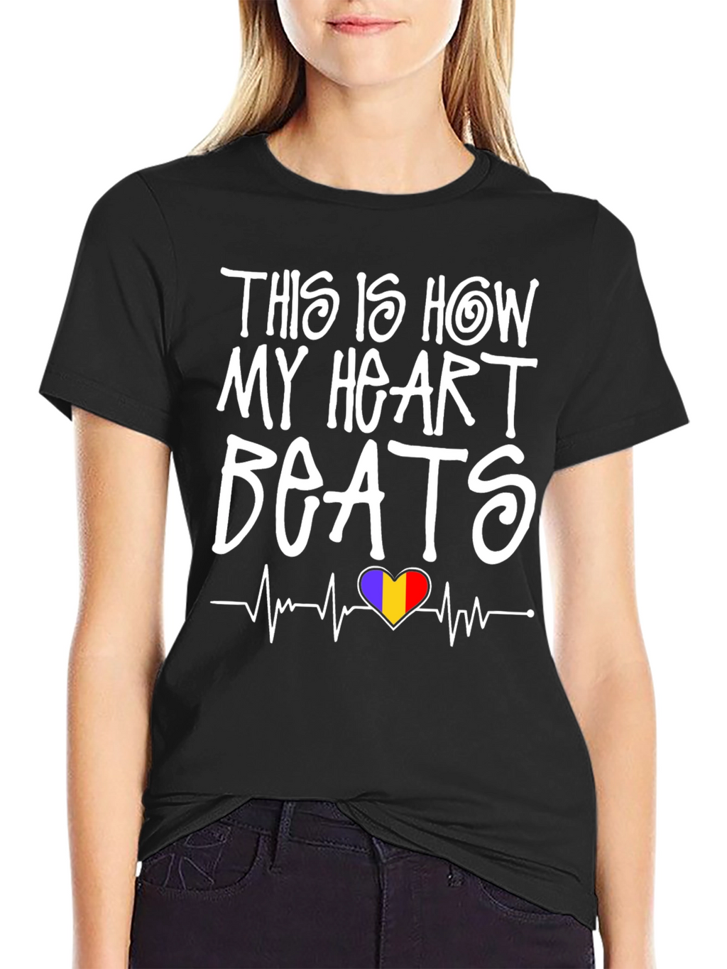 Heart Beats Romania Flag T-Shirt