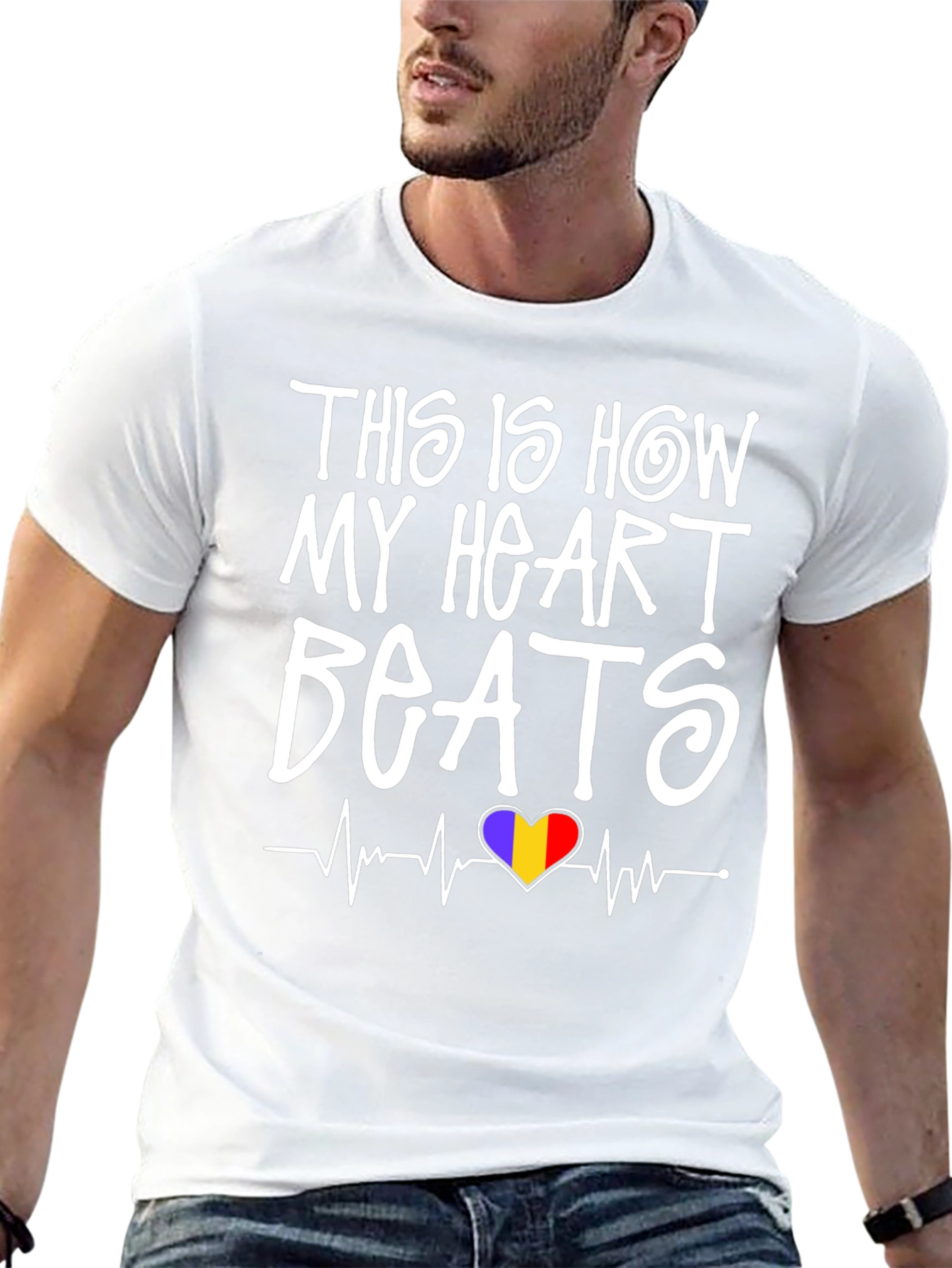 Heart Beats Romania Flag T-Shirt