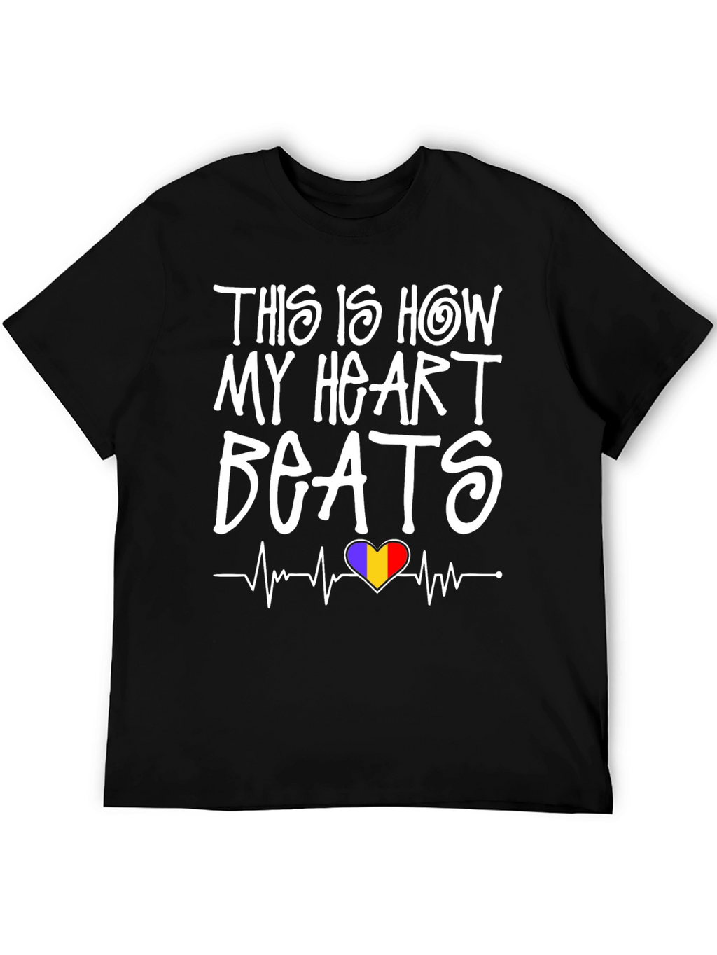 Heart Beats Romania Flag T-Shirt