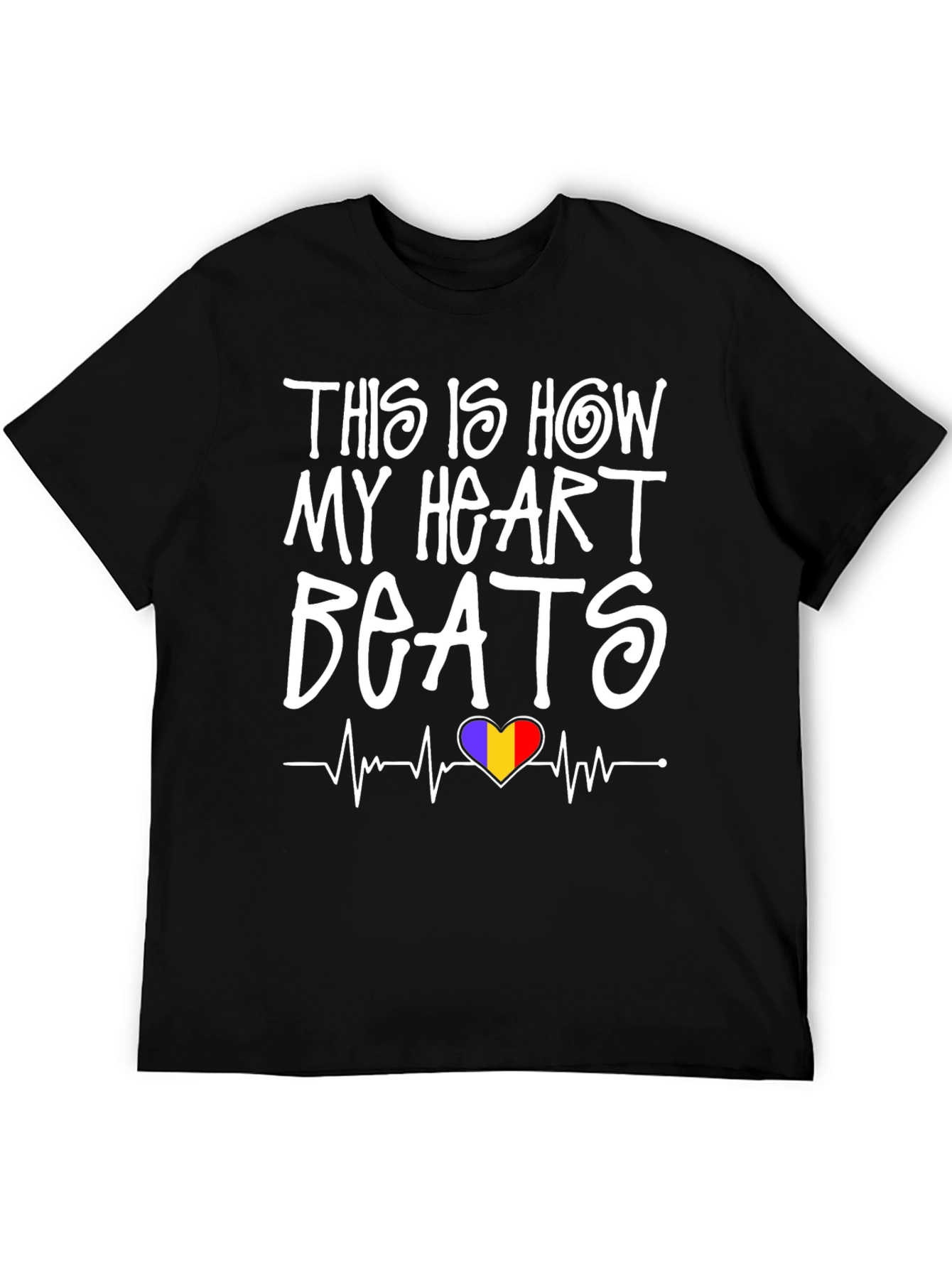 Heart Beats Romania Flag T-Shirt