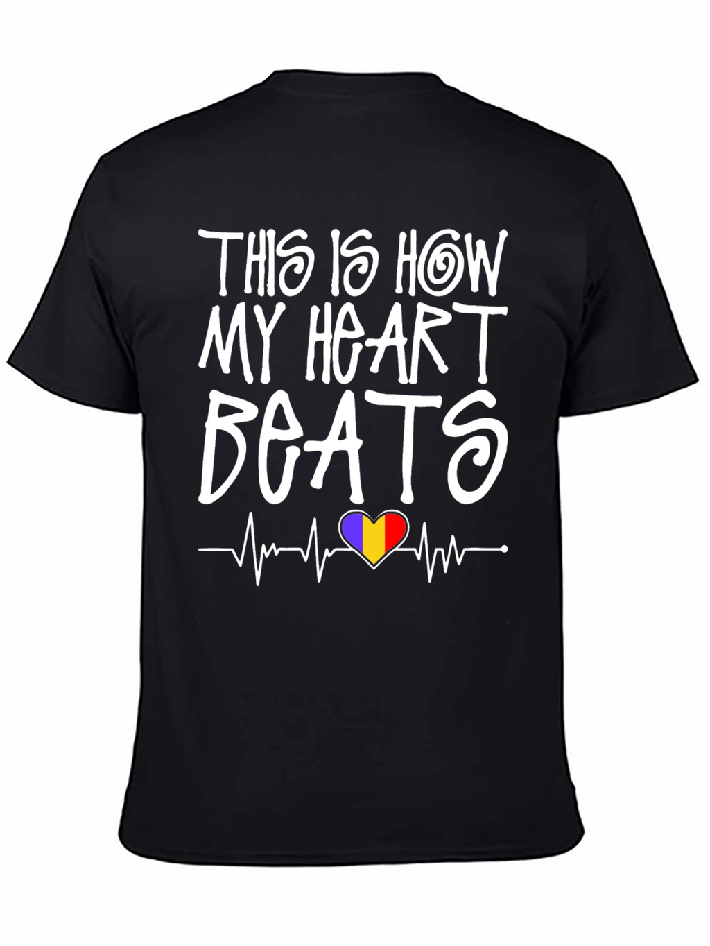Heart Beats Romania Flag T-Shirt