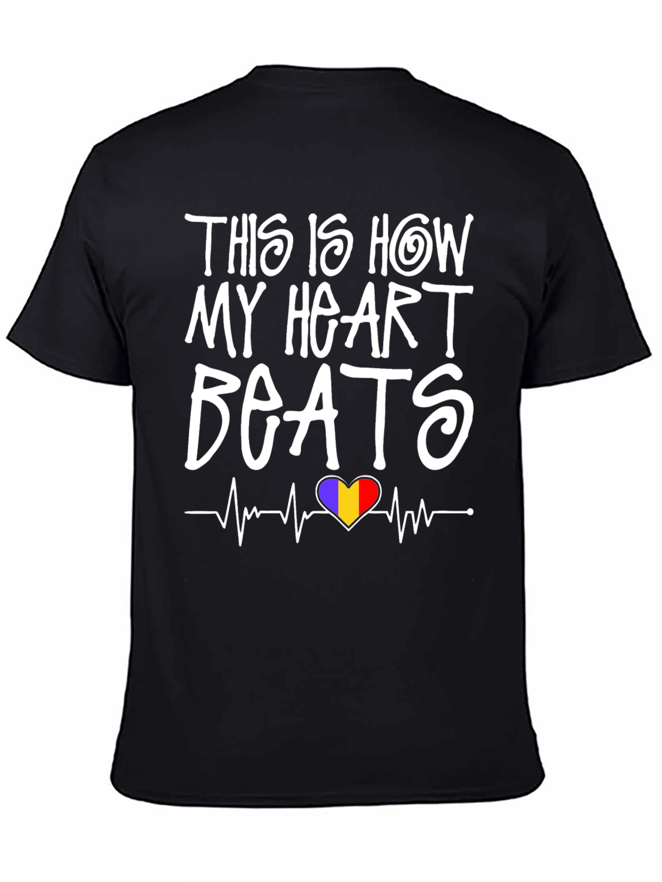 Heart Beats Romania Flag T-Shirt