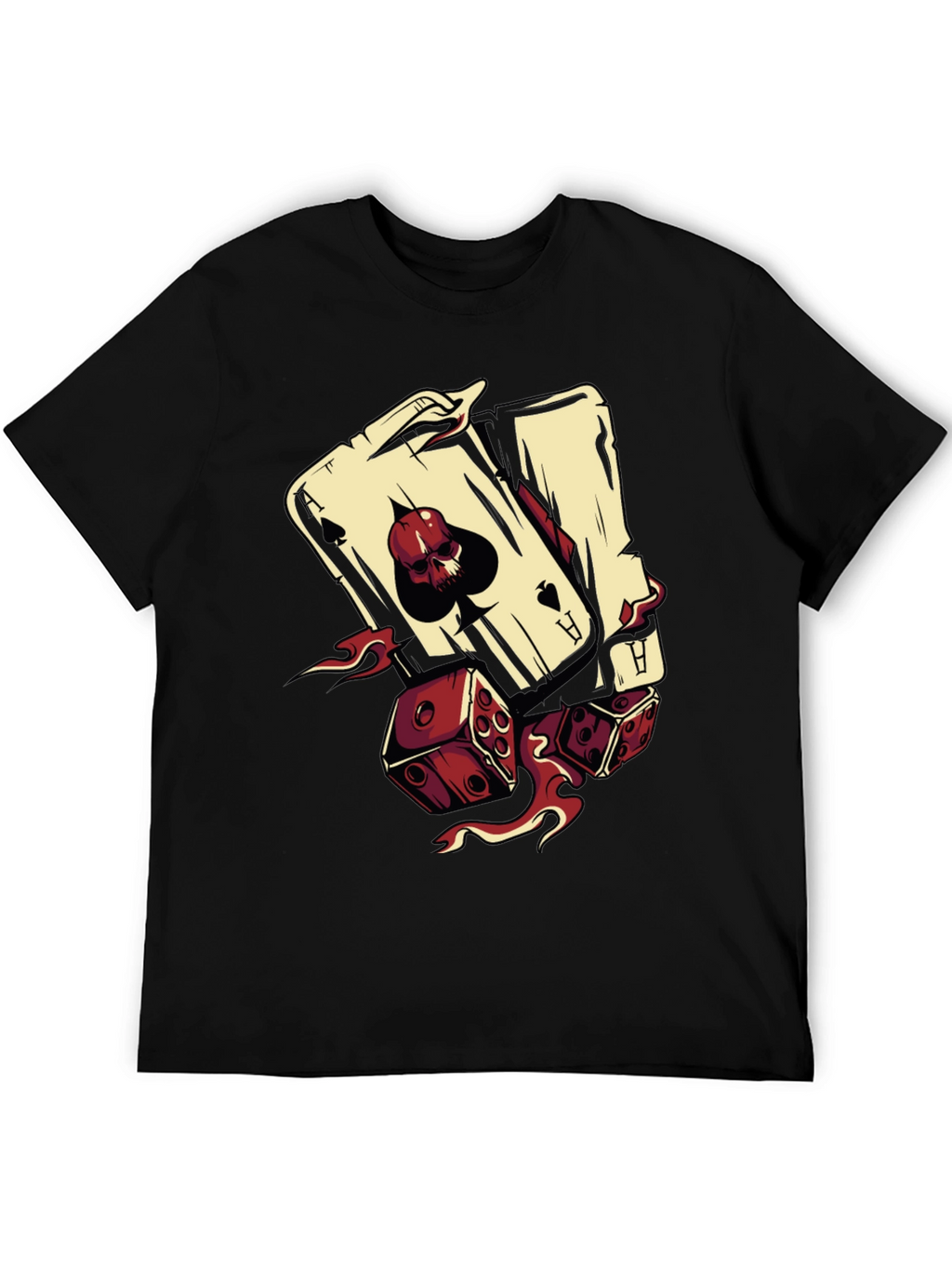 Skull Ace and Dice Graphic T-Shirt