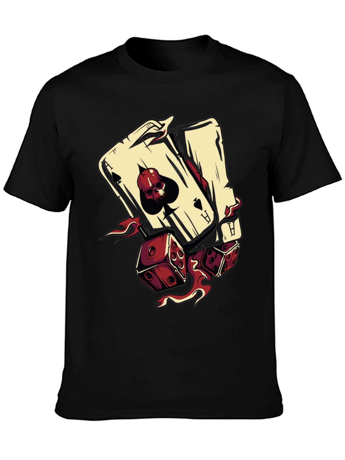 Skull Ace and Dice Graphic T-Shirt