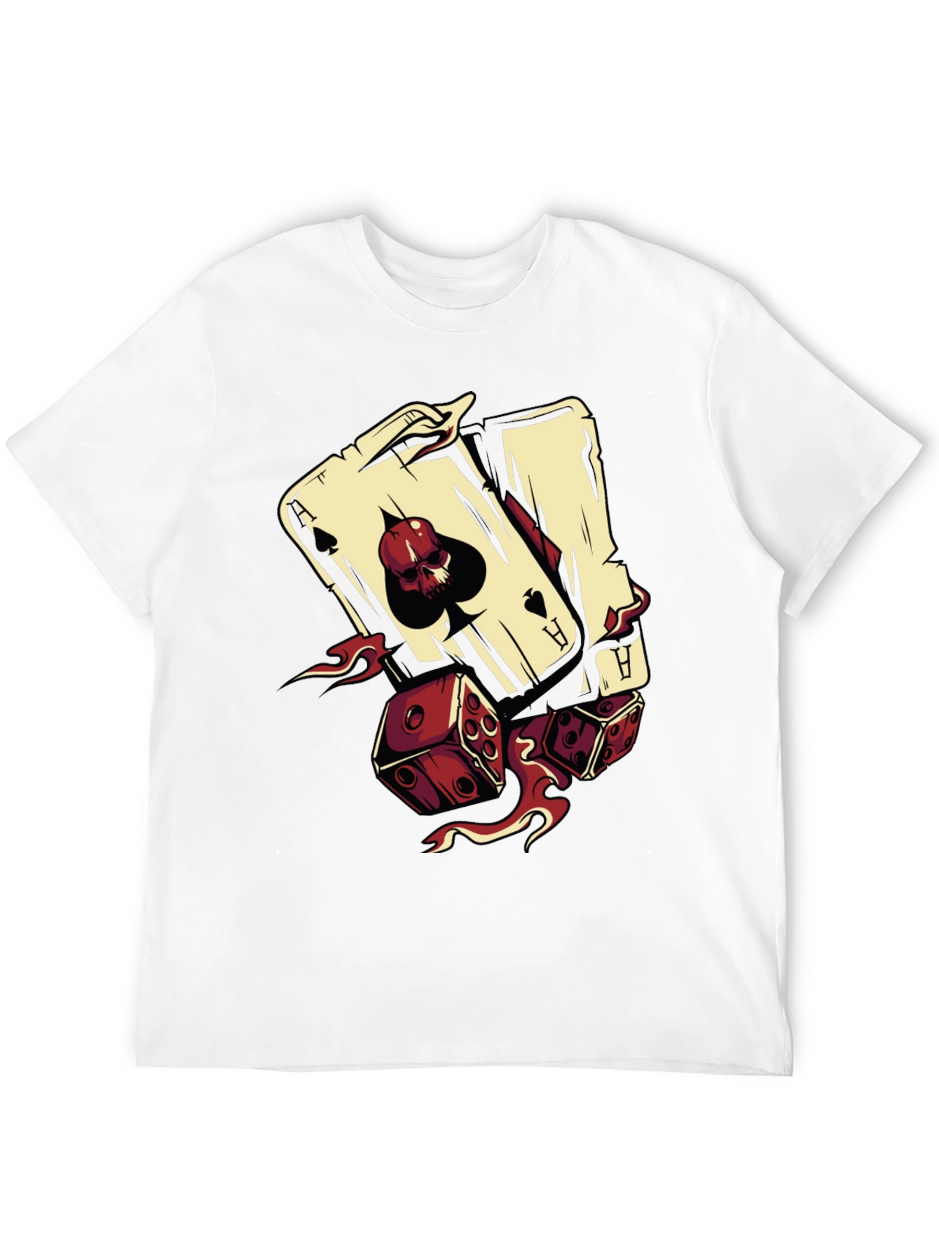 Skull Ace and Dice Graphic T-Shirt