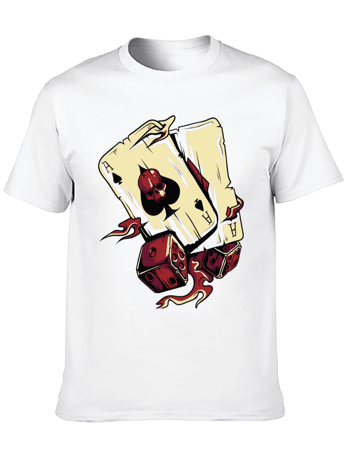Skull Ace and Dice Graphic T-Shirt