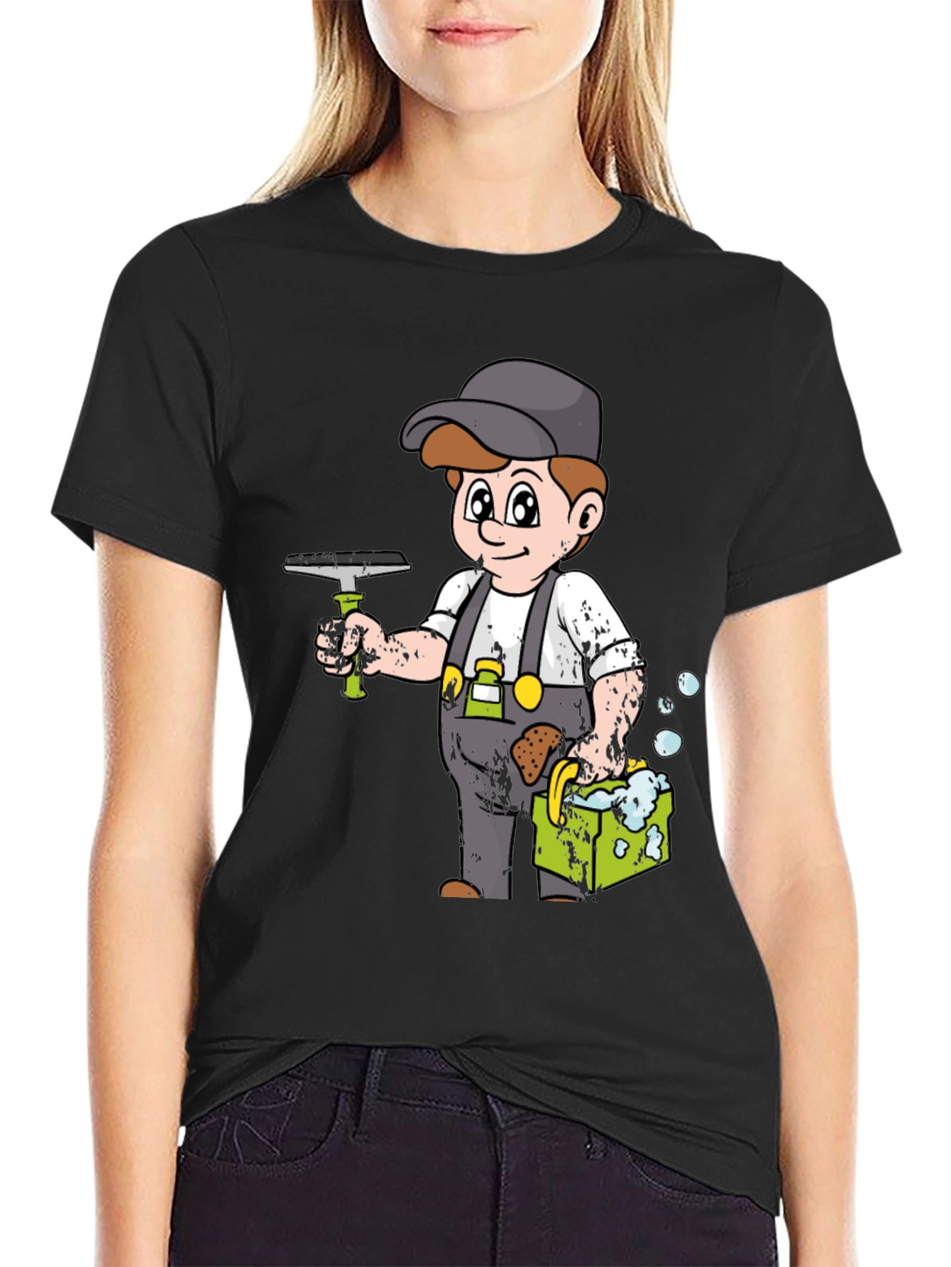 Cartoon Window Washer T-Shirt