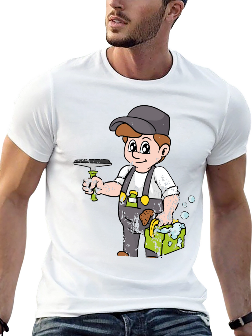 Cartoon Window Washer T-Shirt