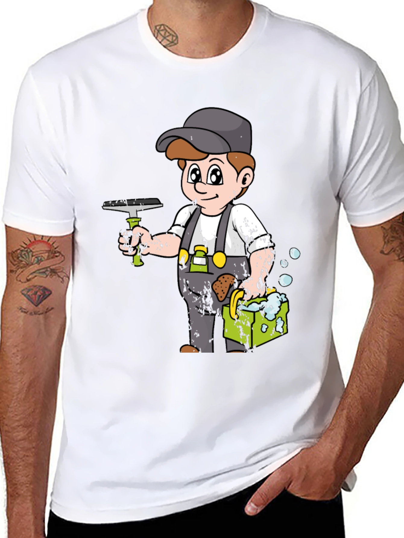Cartoon Window Washer T-Shirt