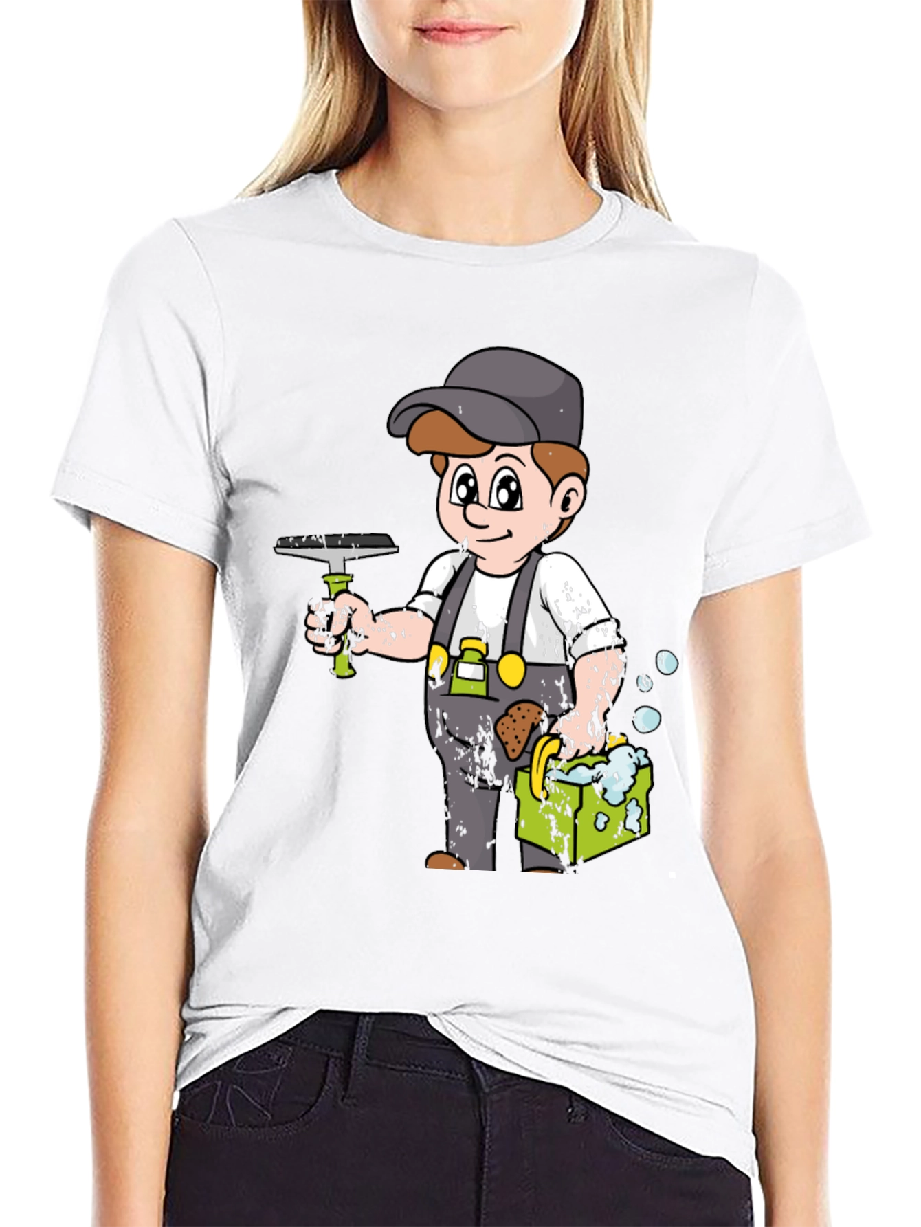 Cartoon Window Washer T-Shirt