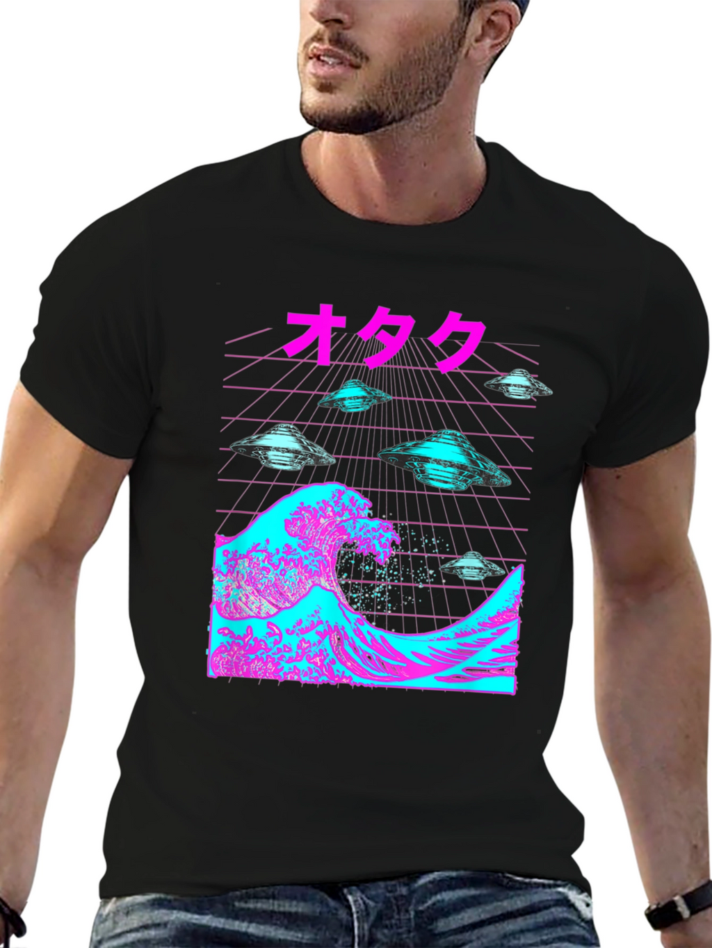 Otaku Wave UFOs Black T-Shirt