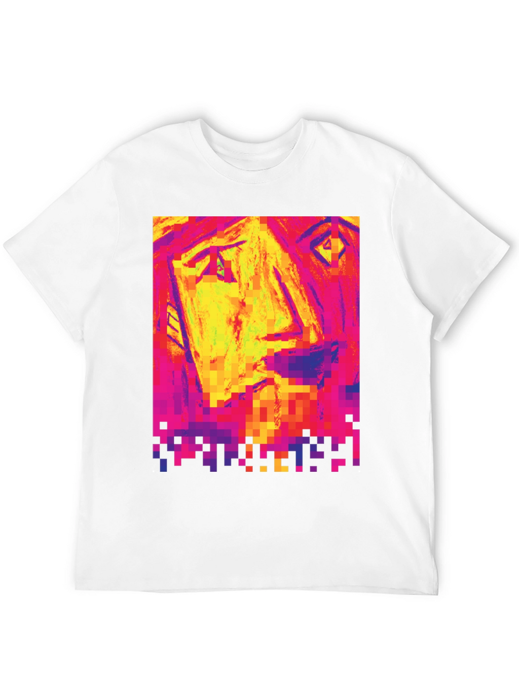 Pixelated Face Graphic Black T-Shirt