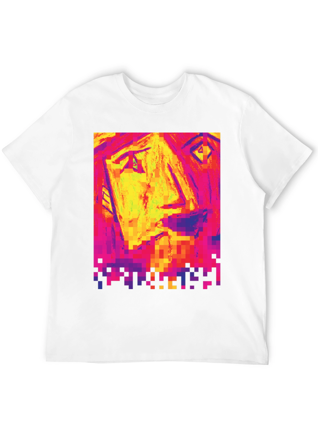 Pixelated Face Graphic Black T-Shirt