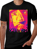 Pixelated Face Graphic Black T-Shirt