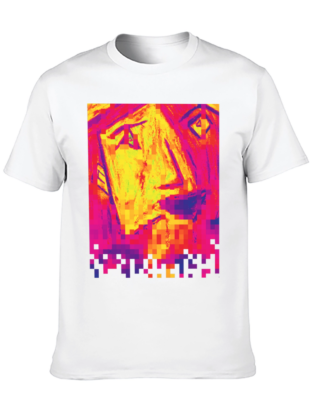 Pixelated Face Graphic Black T-Shirt