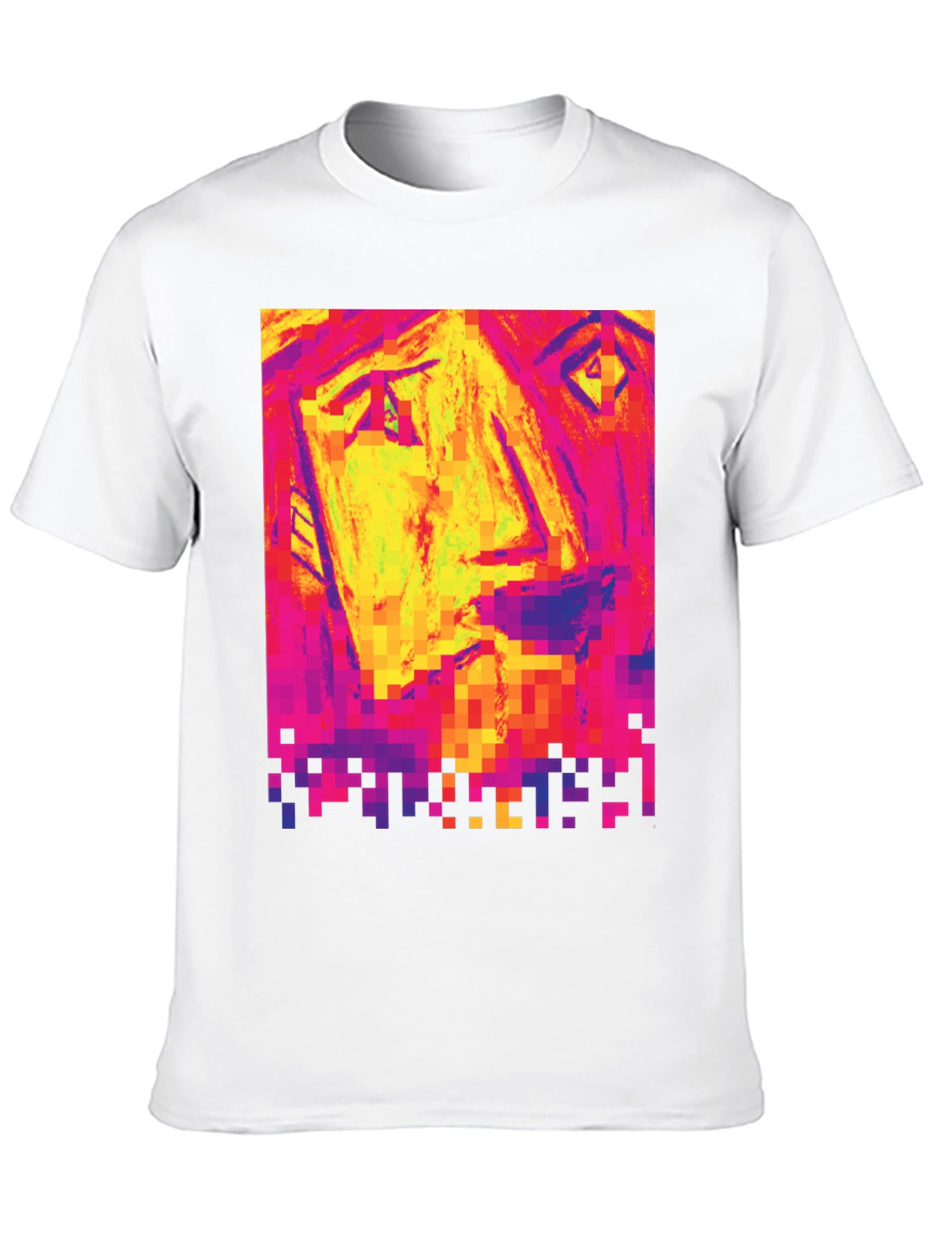Pixelated Face Graphic Black T-Shirt