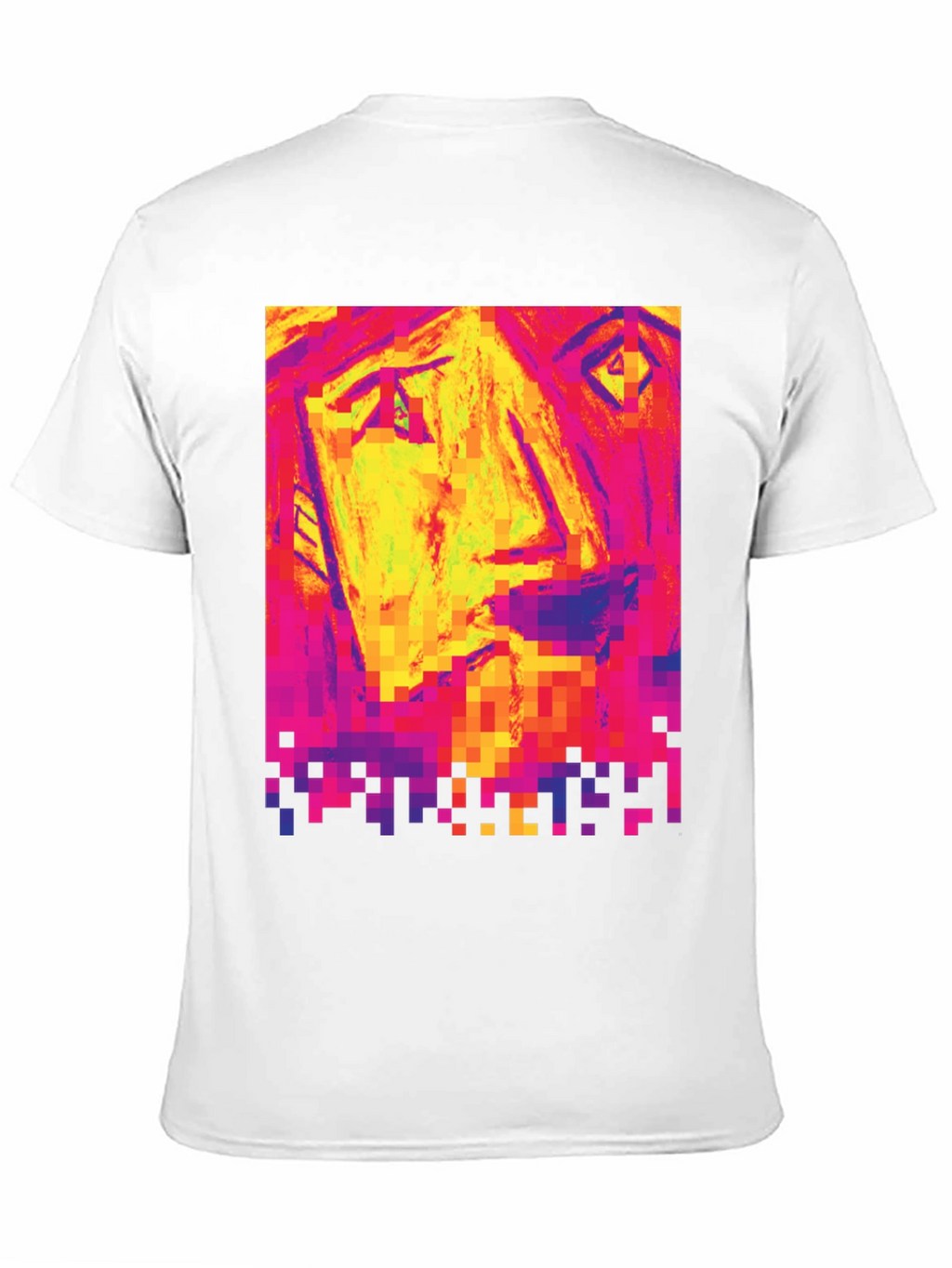 Pixelated Face Graphic Black T-Shirt
