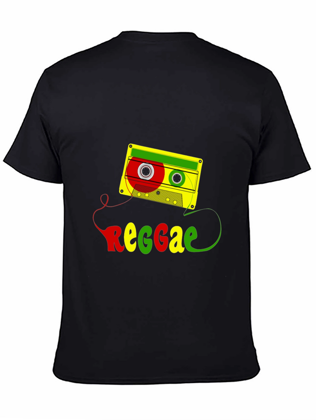 Reggae Cassette Tape Graphic Tee - Black Cotton Blend