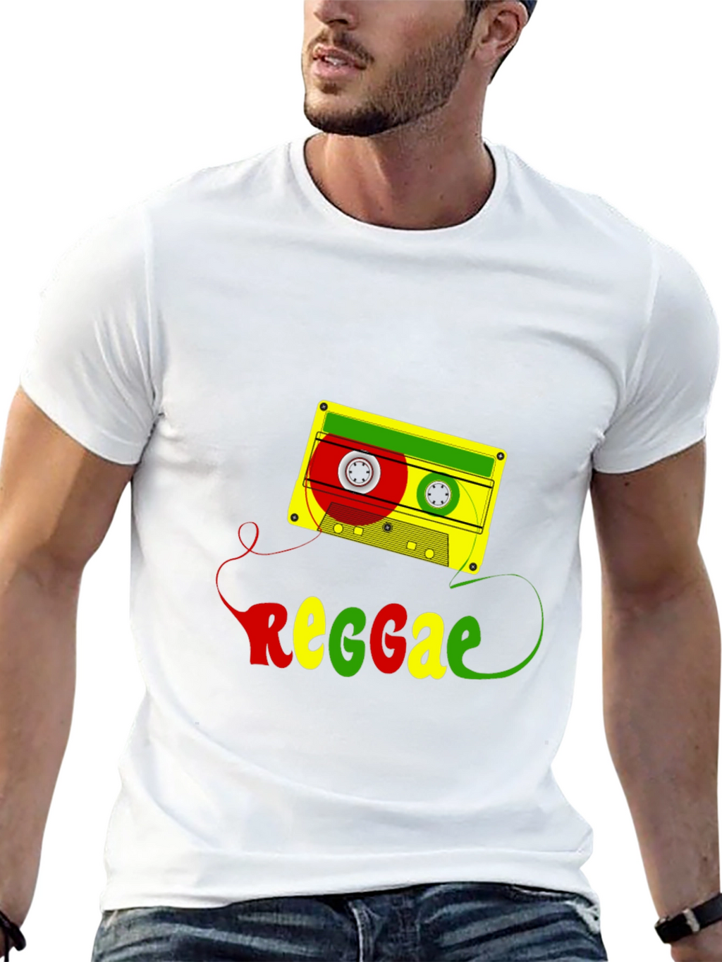 Reggae Cassette Tape Graphic Tee - Black Cotton Blend