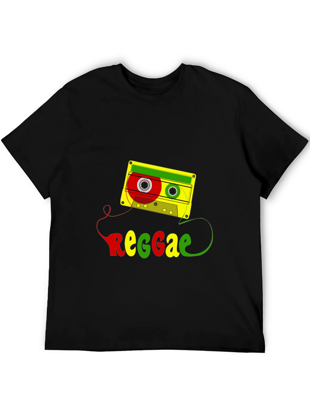 Reggae Cassette Tape Graphic Tee - Black Cotton Blend