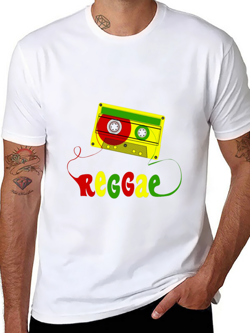 Reggae Cassette Tape Graphic Tee - Black Cotton Blend