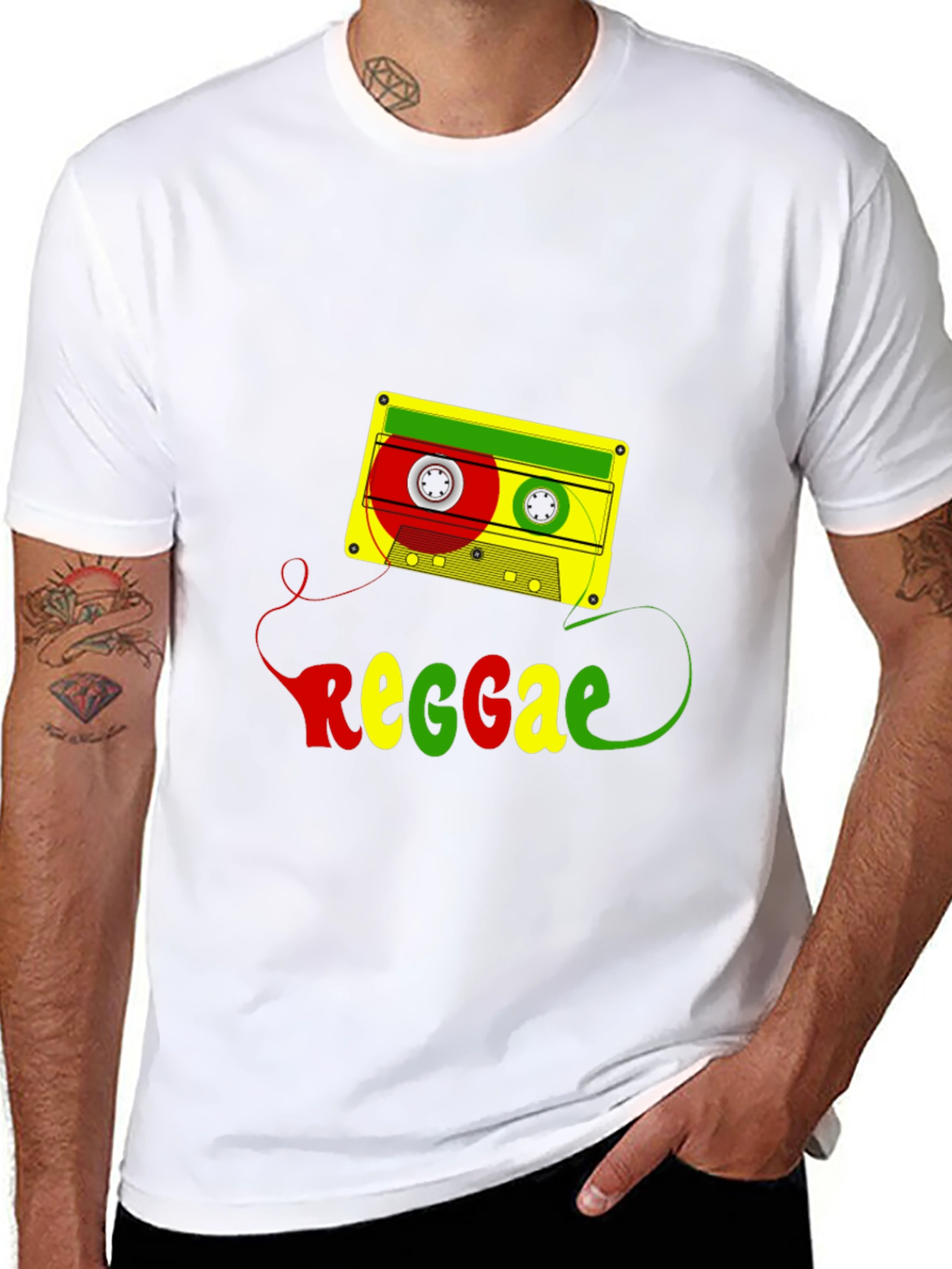 Reggae Cassette Tape Graphic Tee - Black Cotton Blend