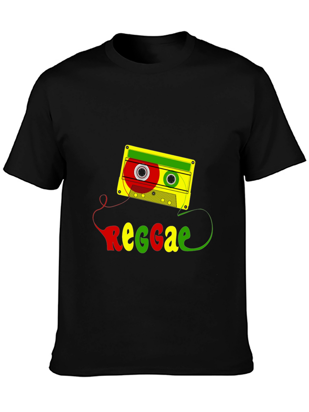 Reggae Cassette Tape Graphic Tee - Black Cotton Blend