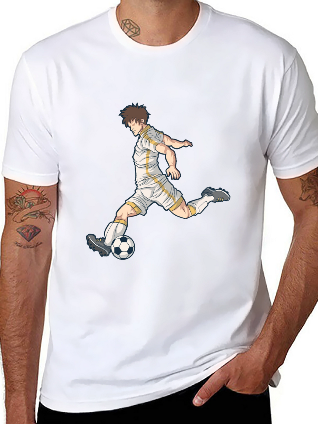Soccer Player Graphic Black T-Shirt