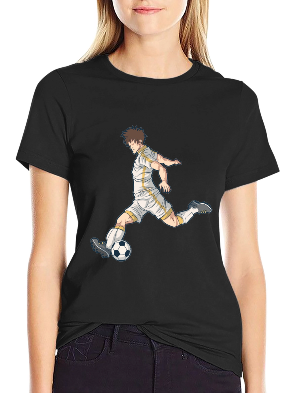 Soccer Player Graphic Black T-Shirt