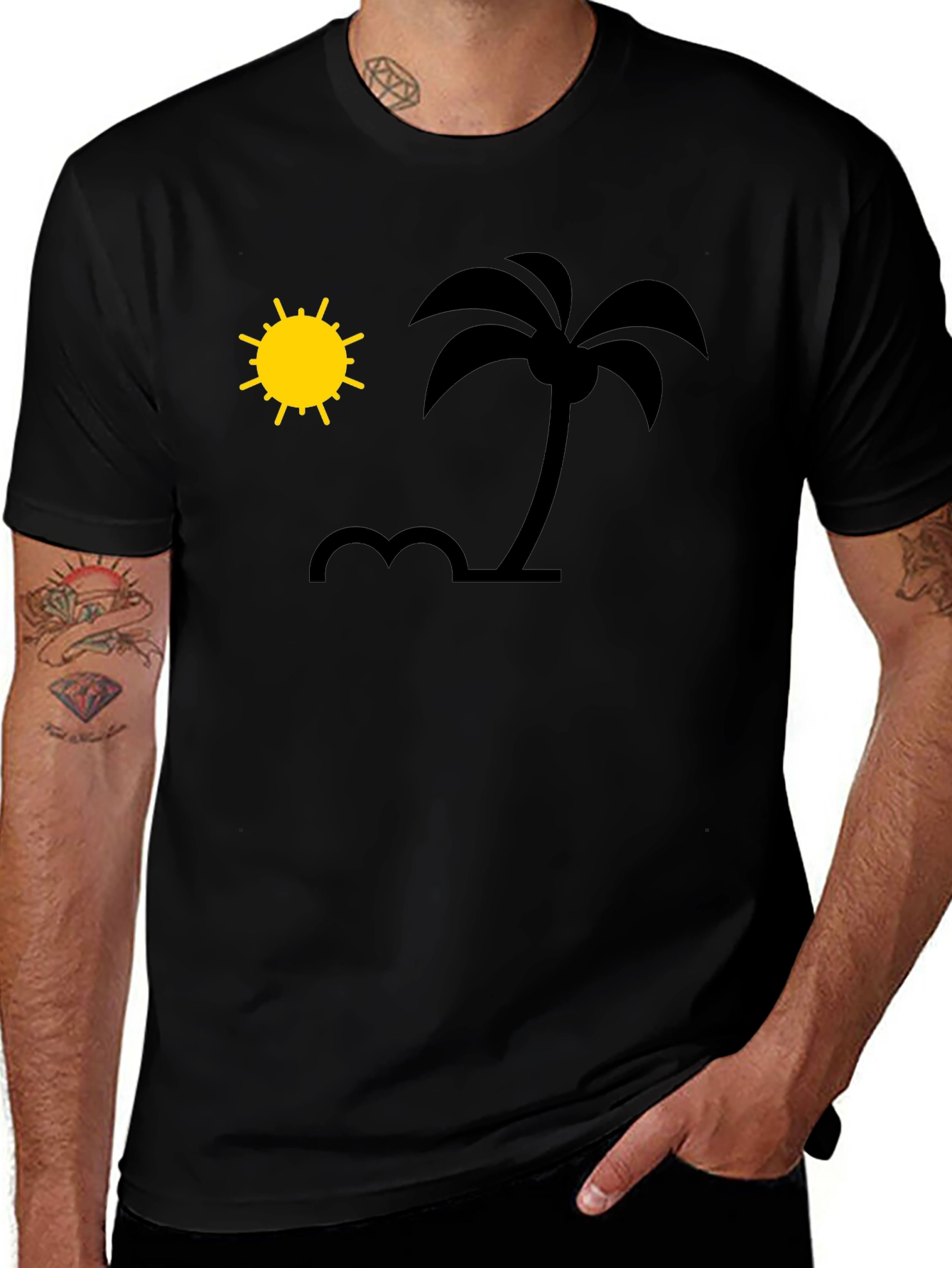 Tropical Vibes Black T-Shirt