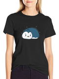 Cute Cartoon Penguin Black T-Shirt