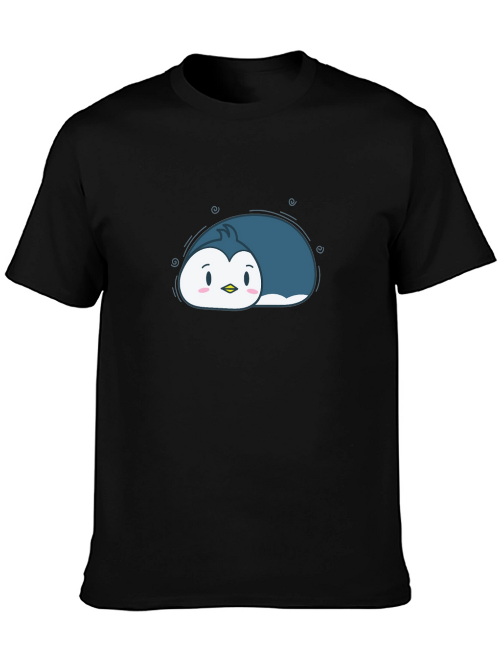Cute Cartoon Penguin Black T-Shirt