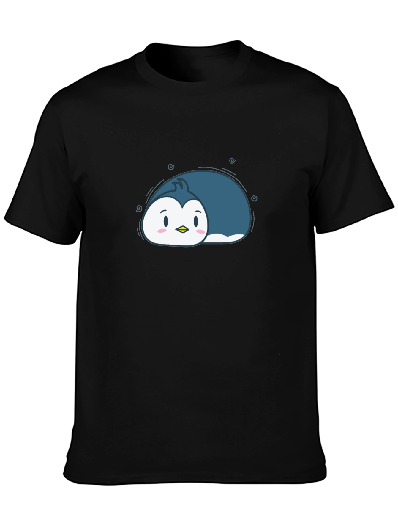 Cute Cartoon Penguin Black T-Shirt