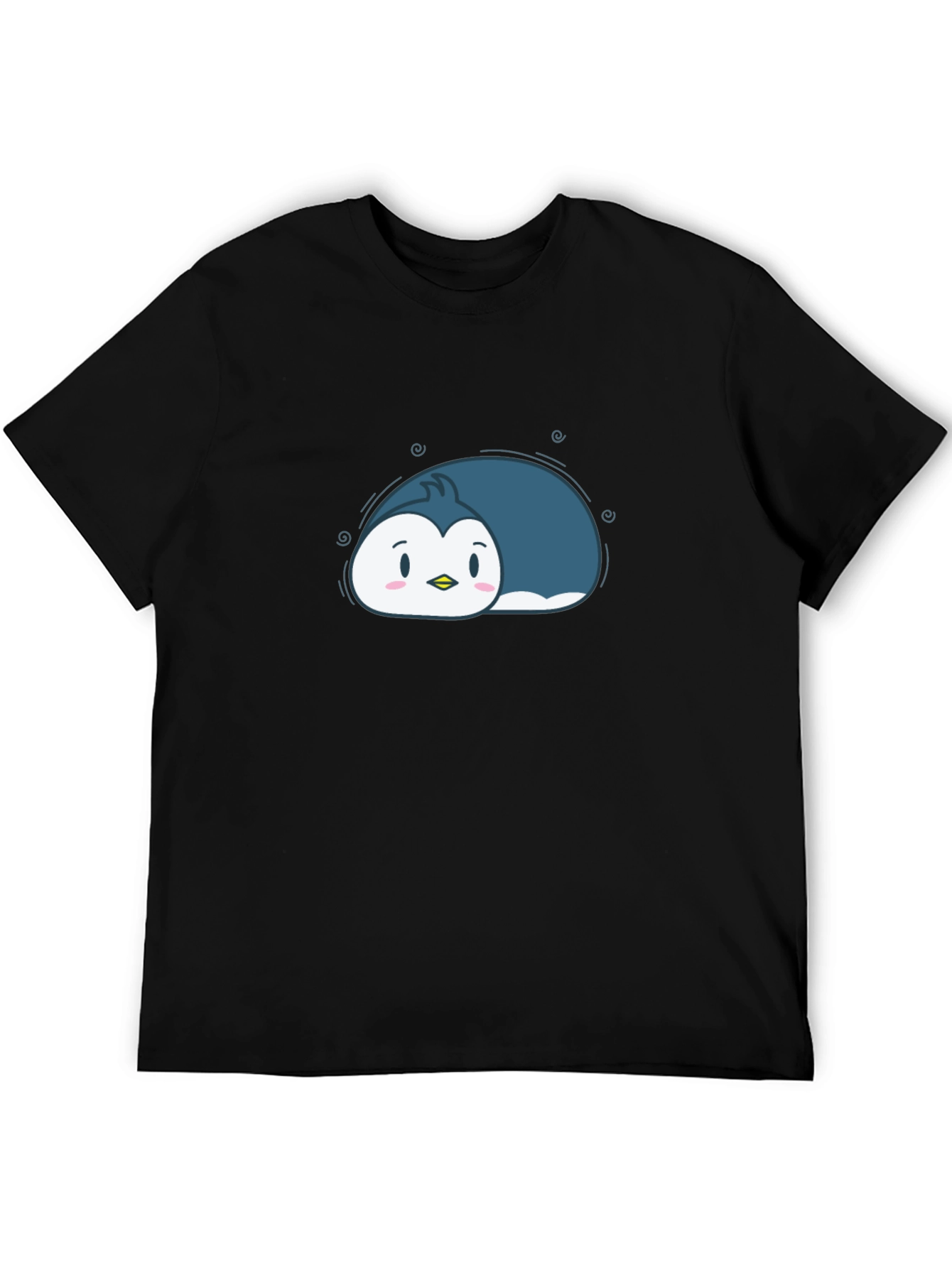 Cute Cartoon Penguin Black T-Shirt