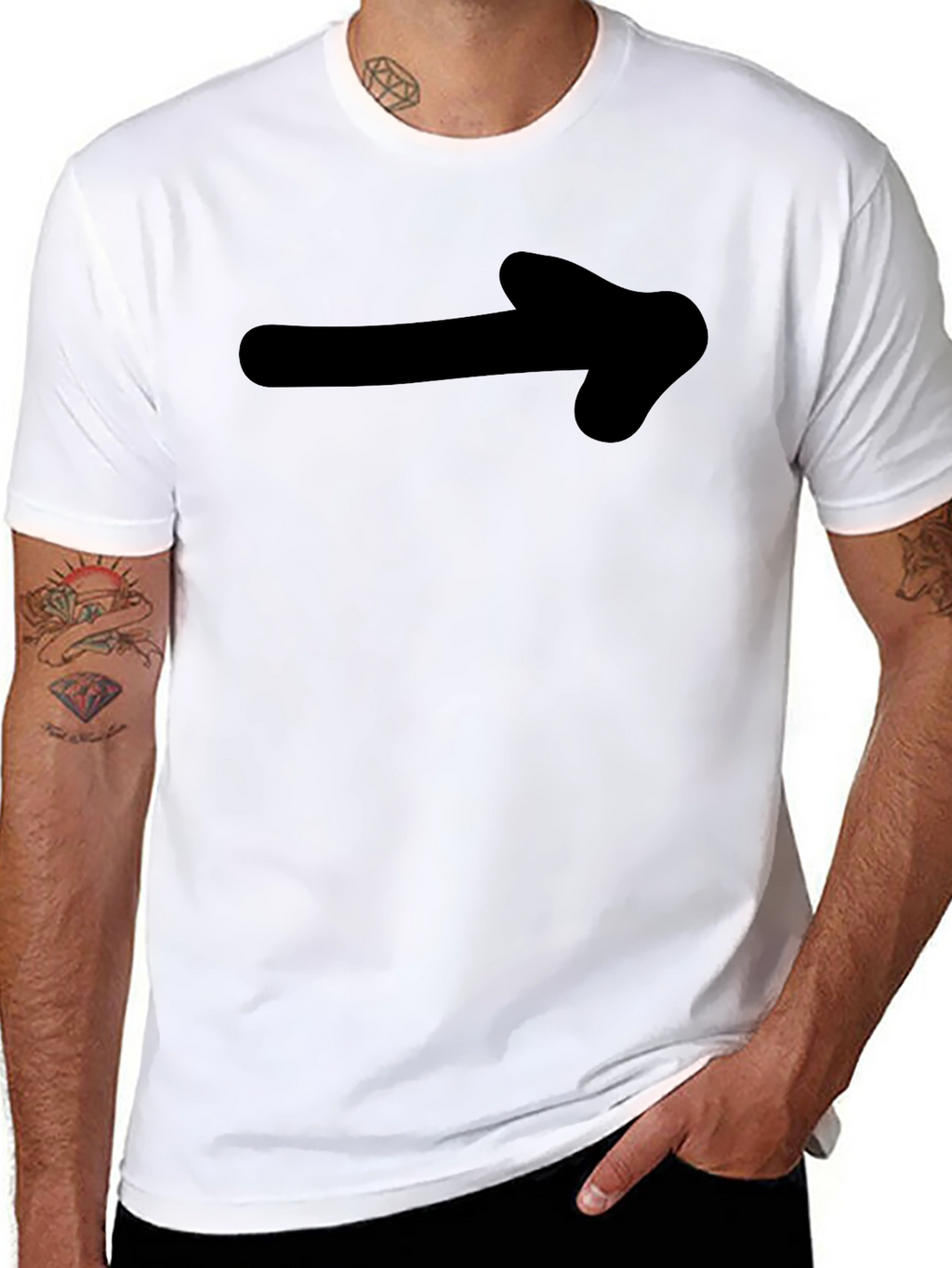 Mens Black Graphic T-Shirt - Arrow Design