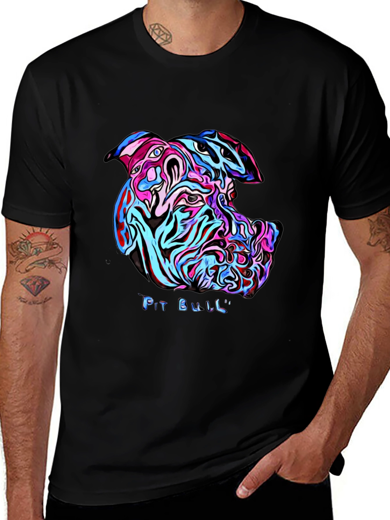 Psychedelic Pit Bull Graphic Tee