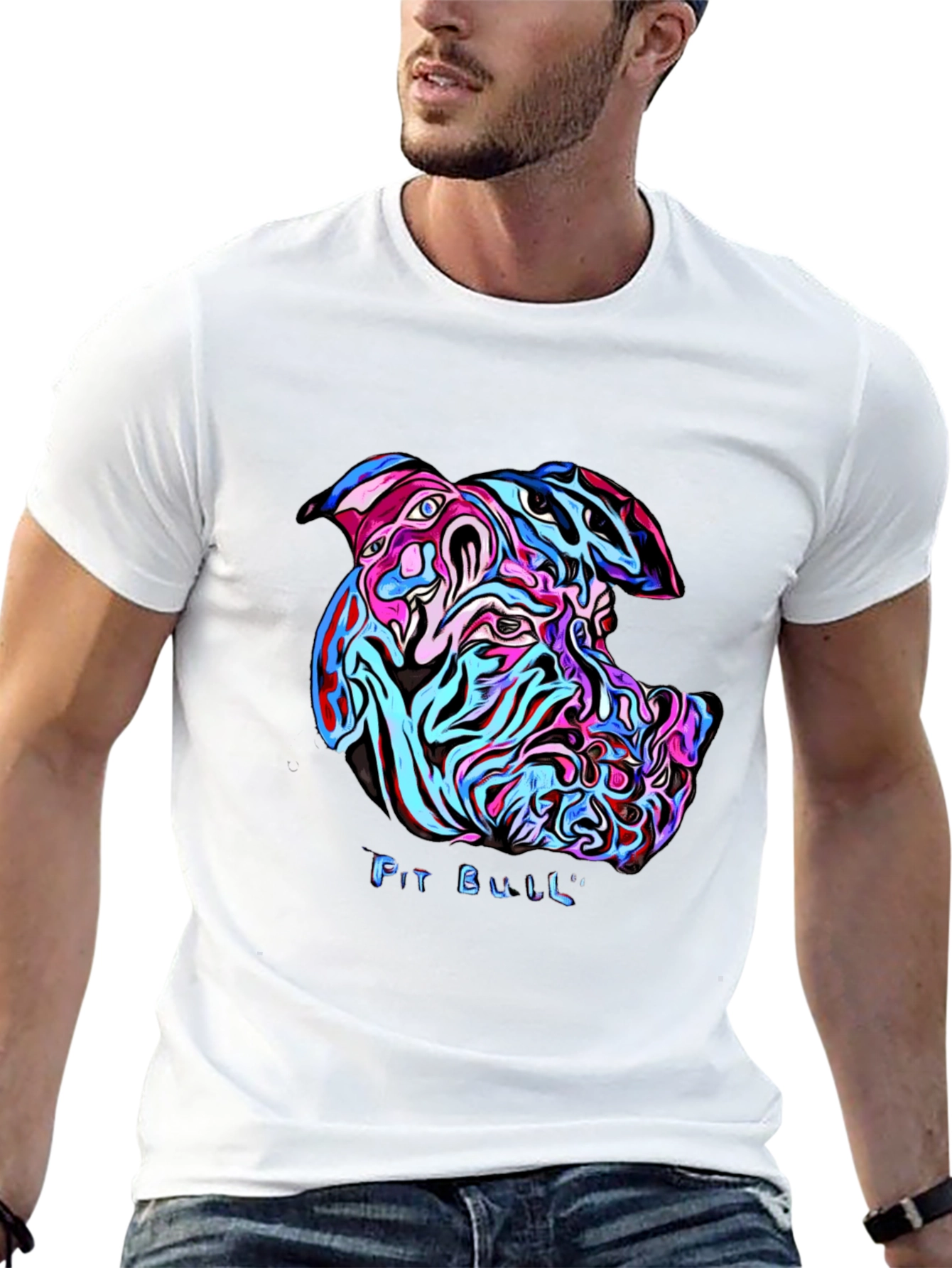 Psychedelic Pit Bull Graphic Tee