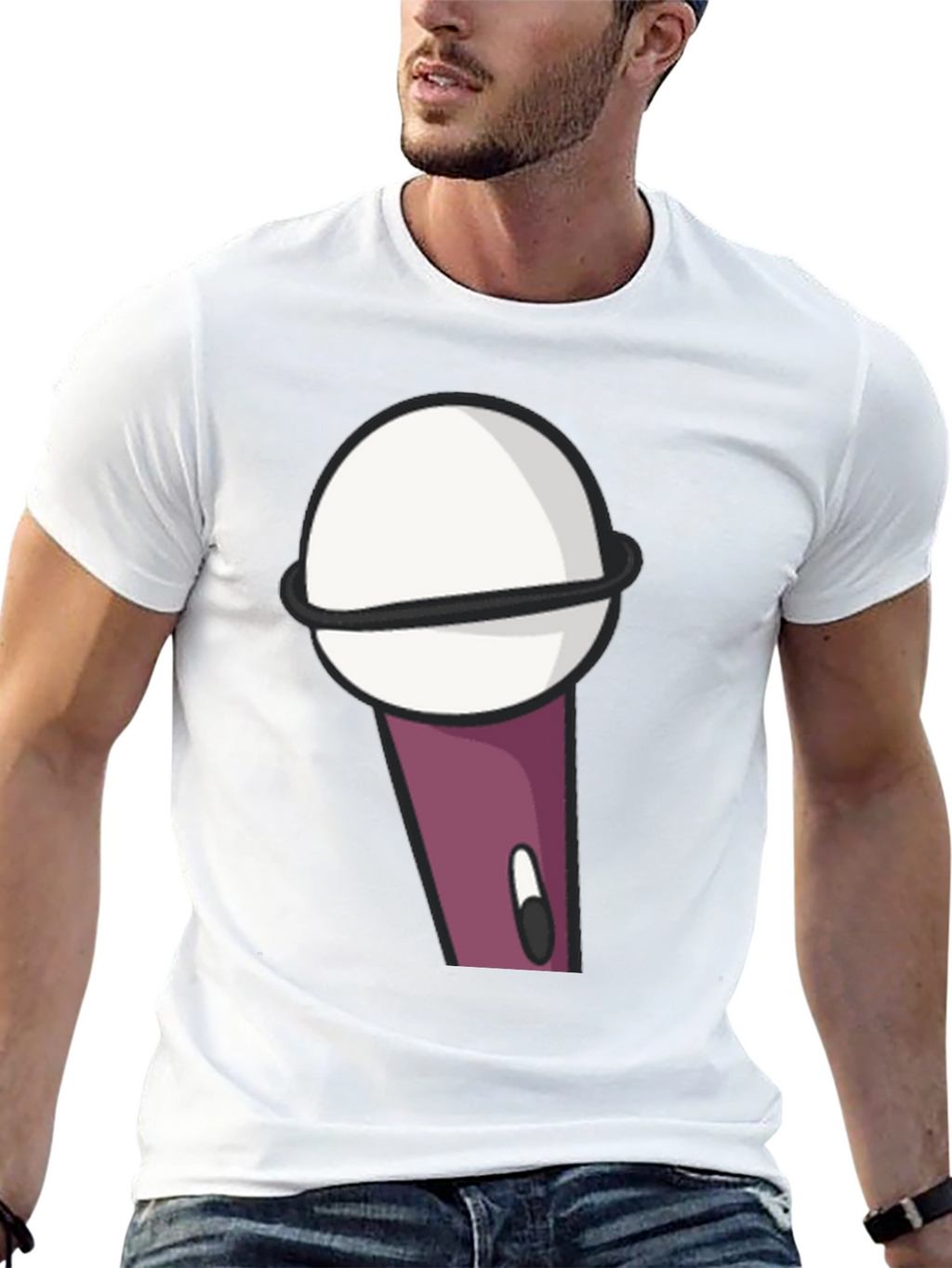 Microphone Graphic Tee - Black Cotton Comfort