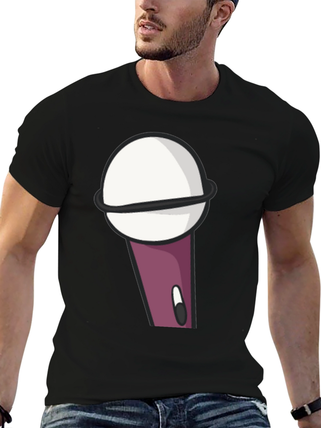 Microphone Graphic Tee - Black Cotton Comfort