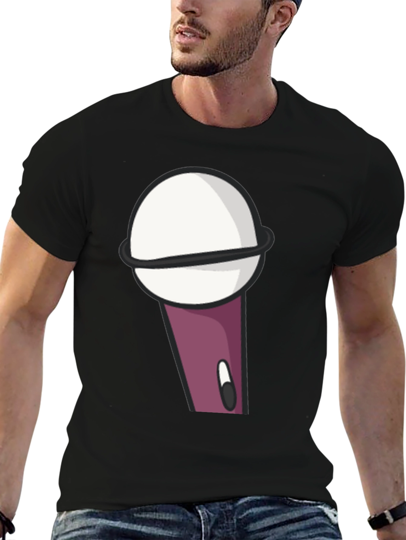 Microphone Graphic Tee - Black Cotton Comfort