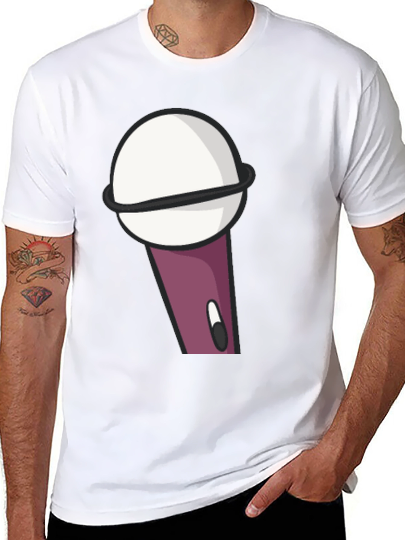 Microphone Graphic Tee - Black Cotton Comfort