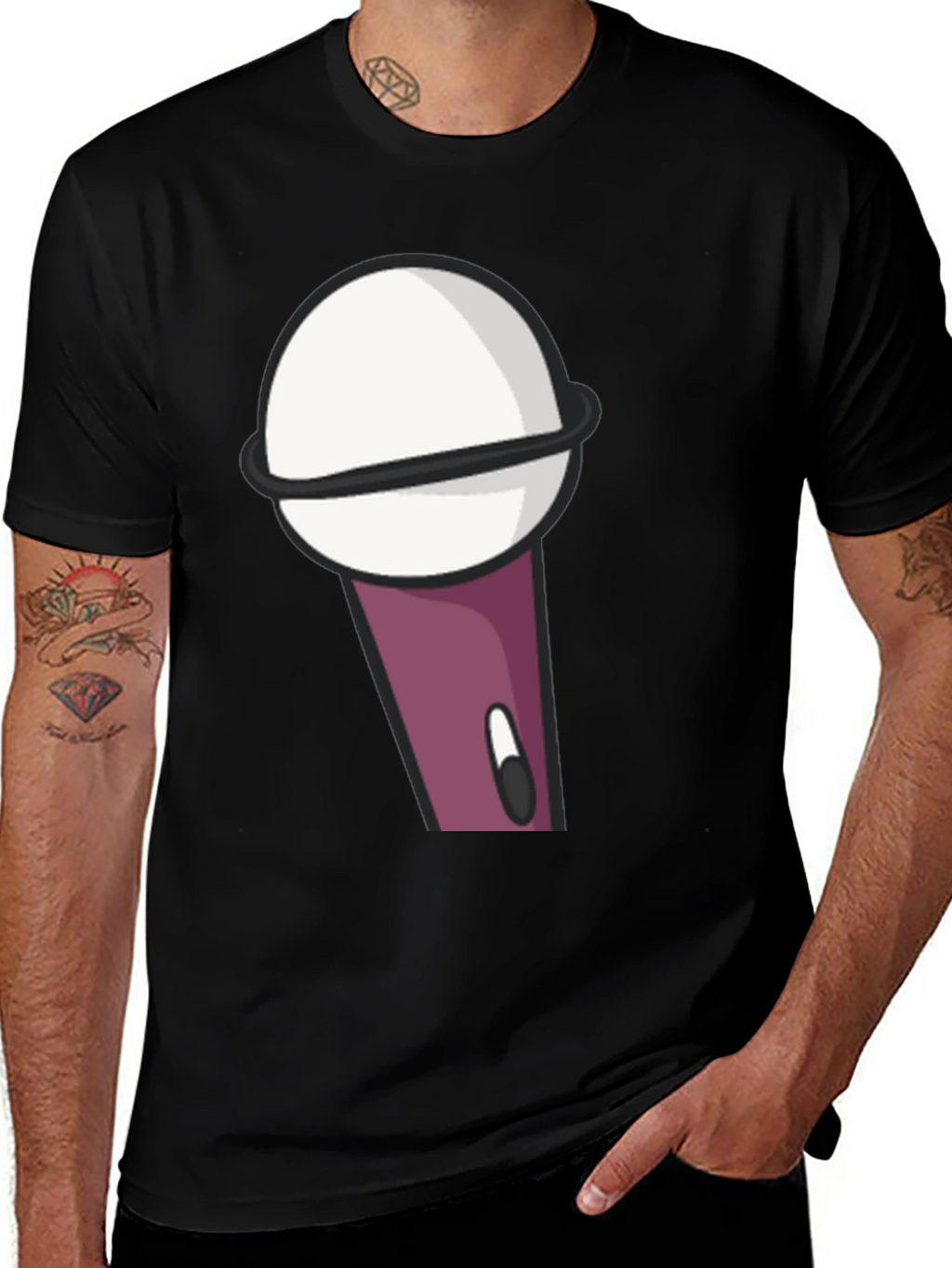 Microphone Graphic Tee - Black Cotton Comfort