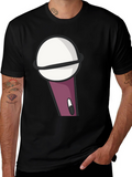 Microphone Graphic Tee - Black Cotton Comfort