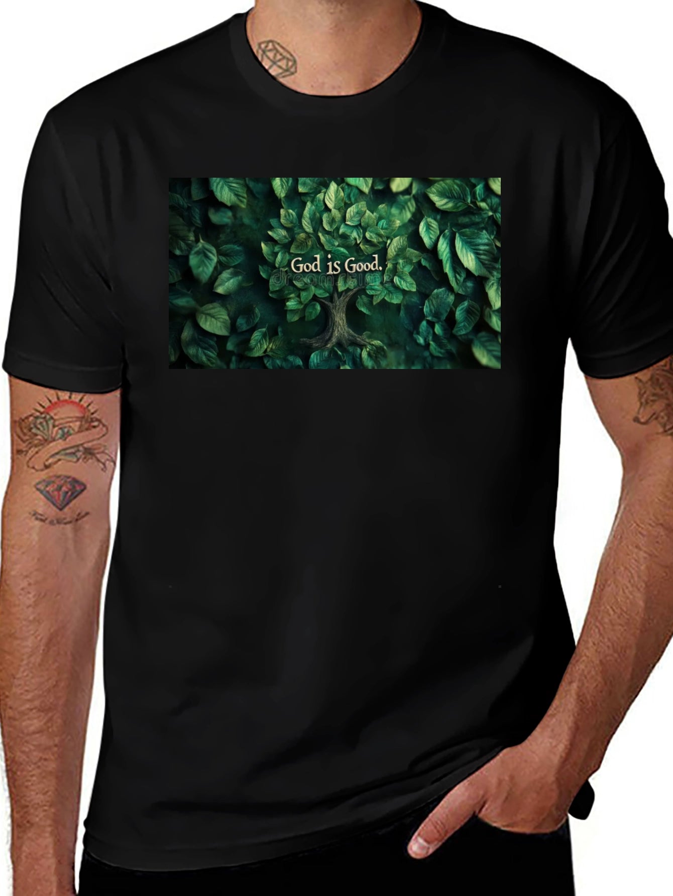 God is Good Tree T-Shirt - Spiritual Black Tee