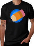Creative Pencil Design Black T-Shirt