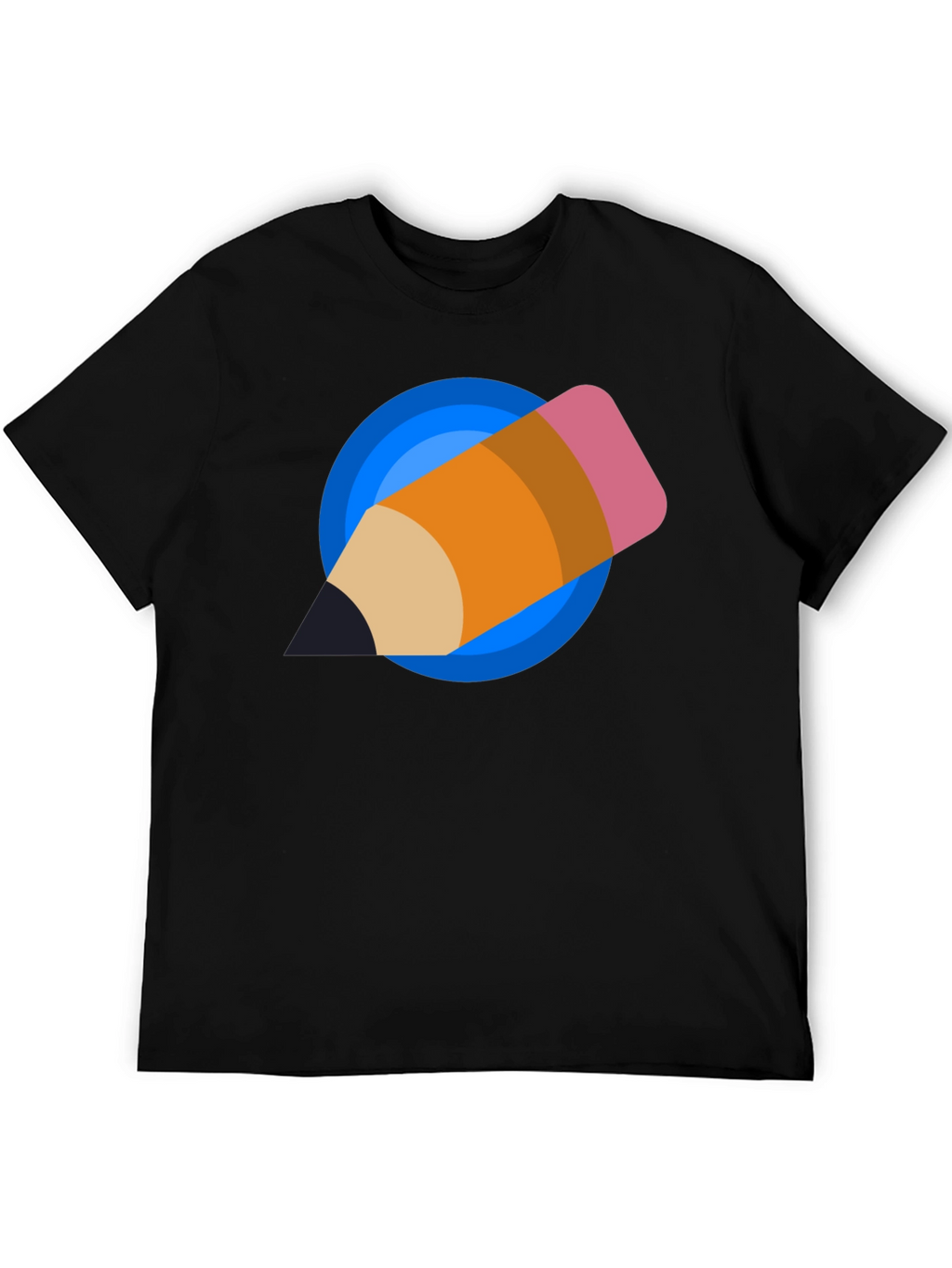 Creative Pencil Design Black T-Shirt